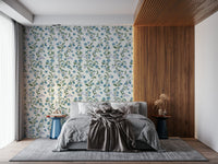 Stylish Bluebell Bloom removable wallpaper, painted botanical motif.