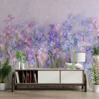 A living room featuring the bluebell dream wall mural.

