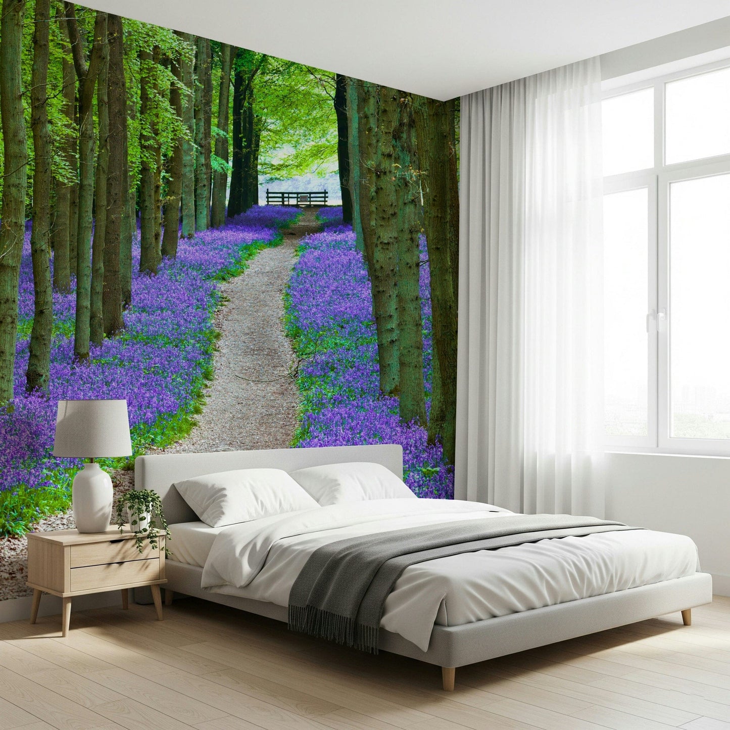 Vibrant spring Bluebell Trail decor, spectacular wallpaper product.
