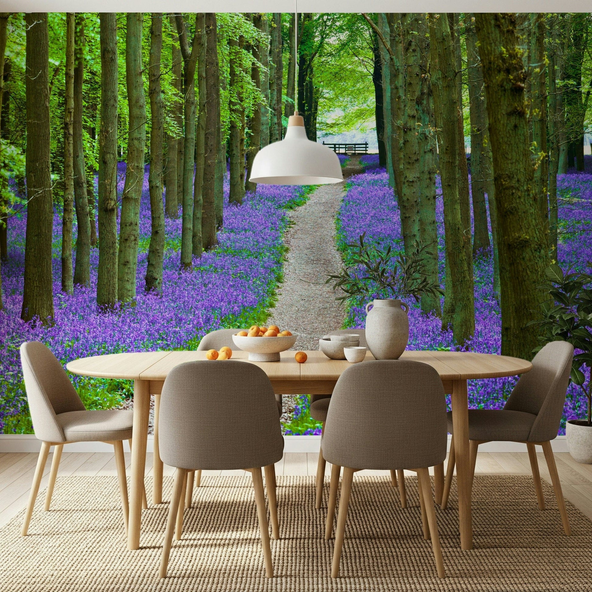 Scenic Bluebell Trail print, deep purple blooms in a natural woodland.