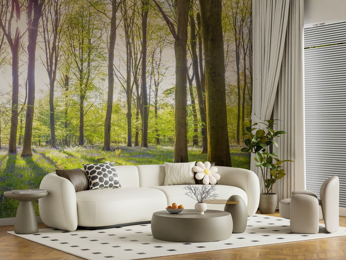 Bluebell Woods Wall Mural focal point for a large room.