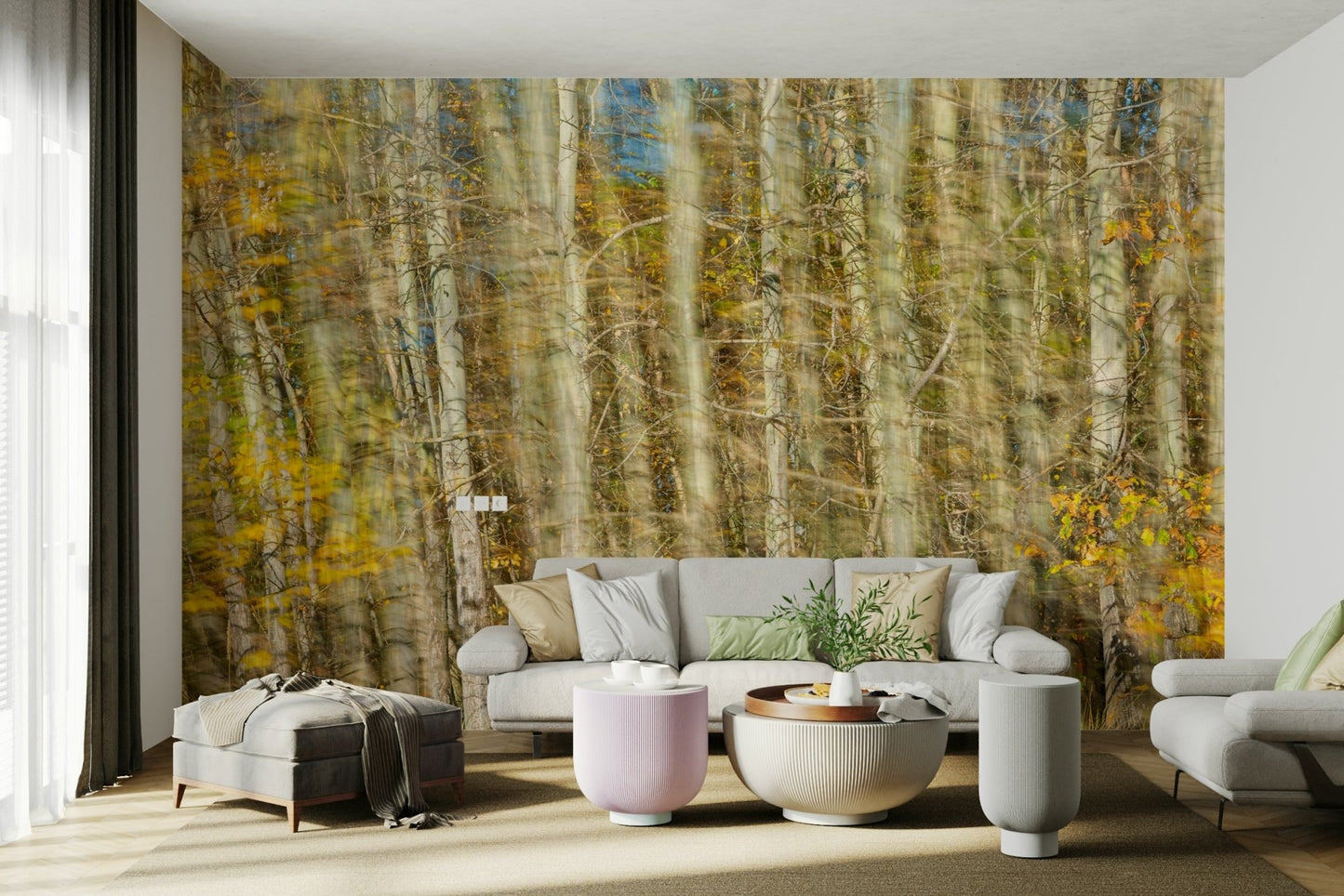 Blurred Autumn Forest Photography | Nature Art Print | Colorful Tree Landscape Wall Mural
