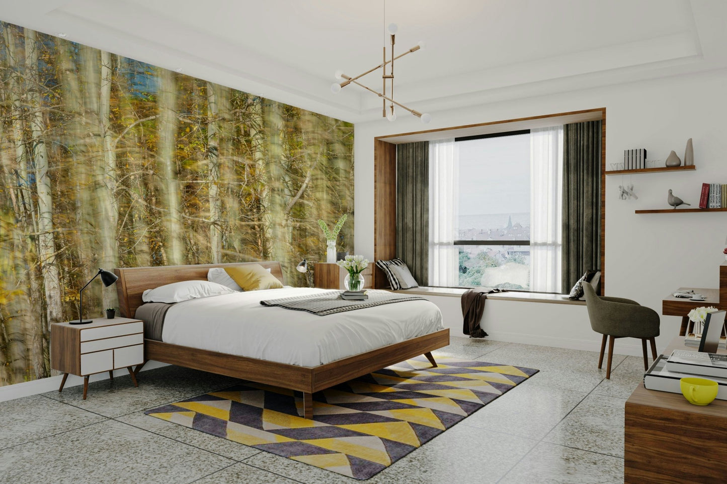 Blurred Autumn Forest Photography | Nature Art Print | Colorful Tree Landscape Wall Mural