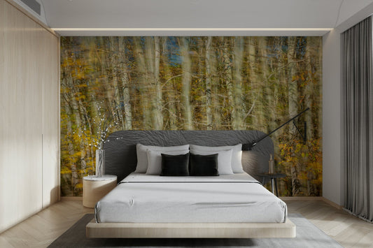 Blurred Autumn Forest Photography | Nature Art Print | Colorful Tree Landscape Wall Mural