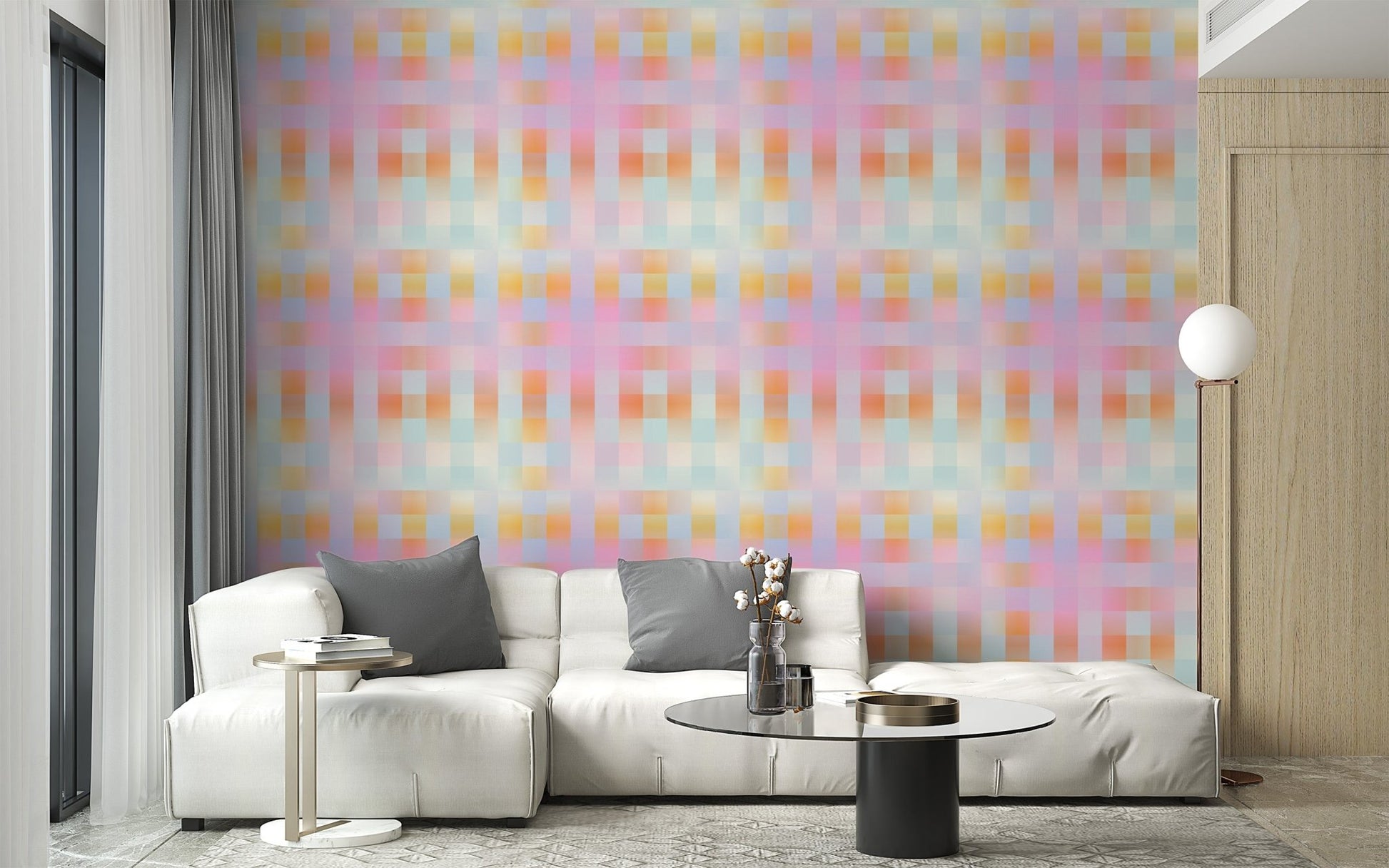 Modern blurred plaid design wallpaper mural
