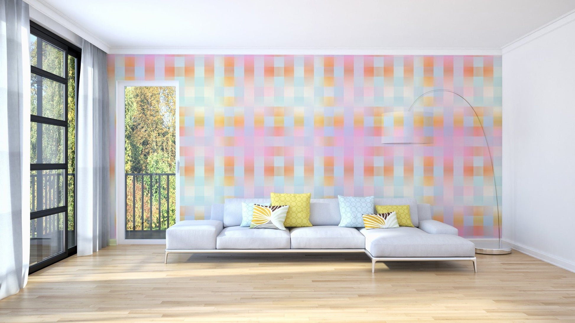 Minimalist plaid wallpaper mural for modern rooms
