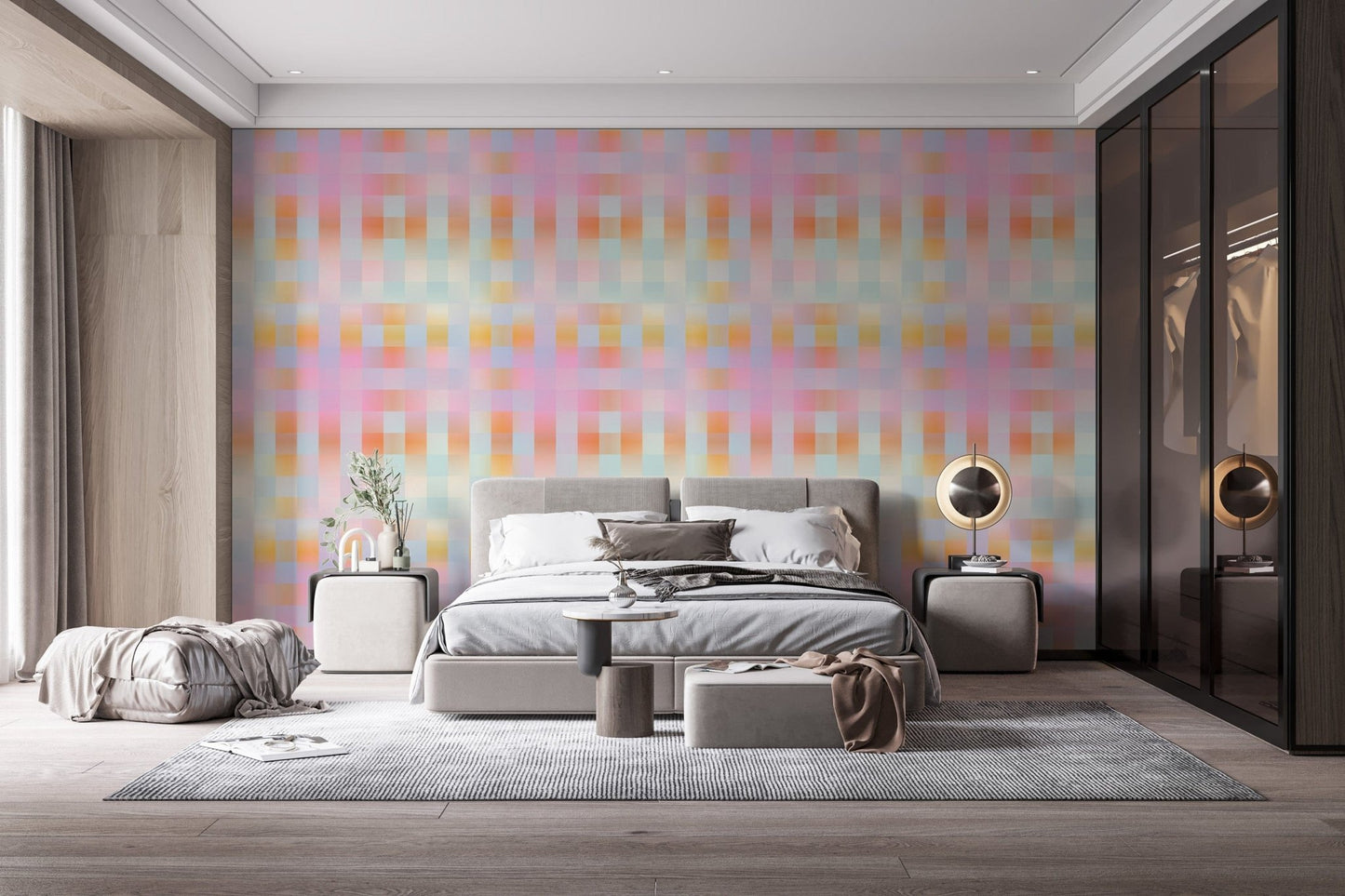 Stylish plaid pattern wallpaper mural for rooms
