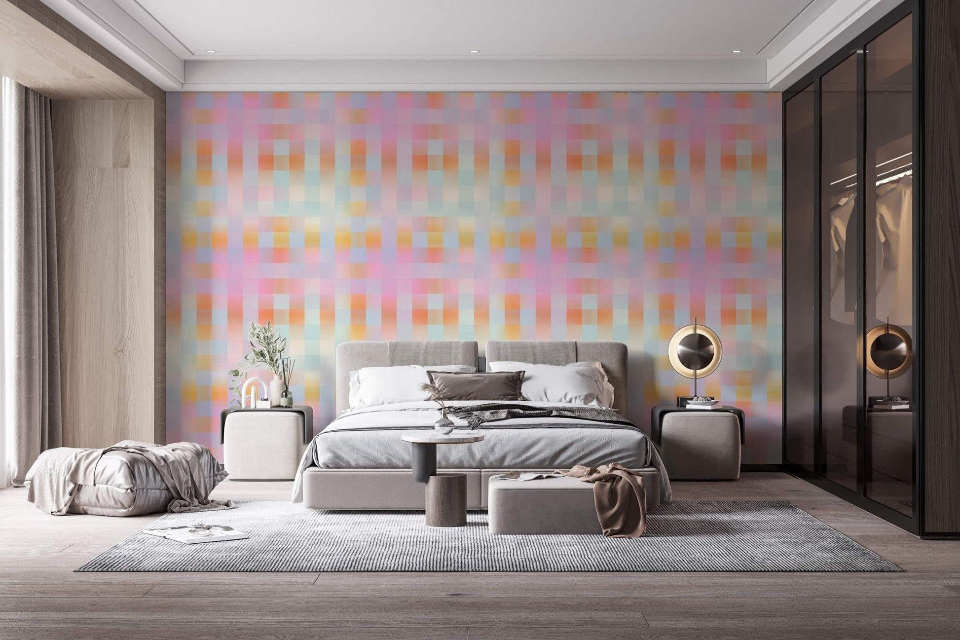 Stylish plaid pattern wallpaper mural for rooms
