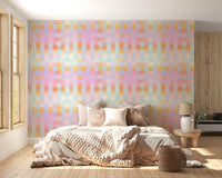 Contemporary blurred plaid wall mural design
