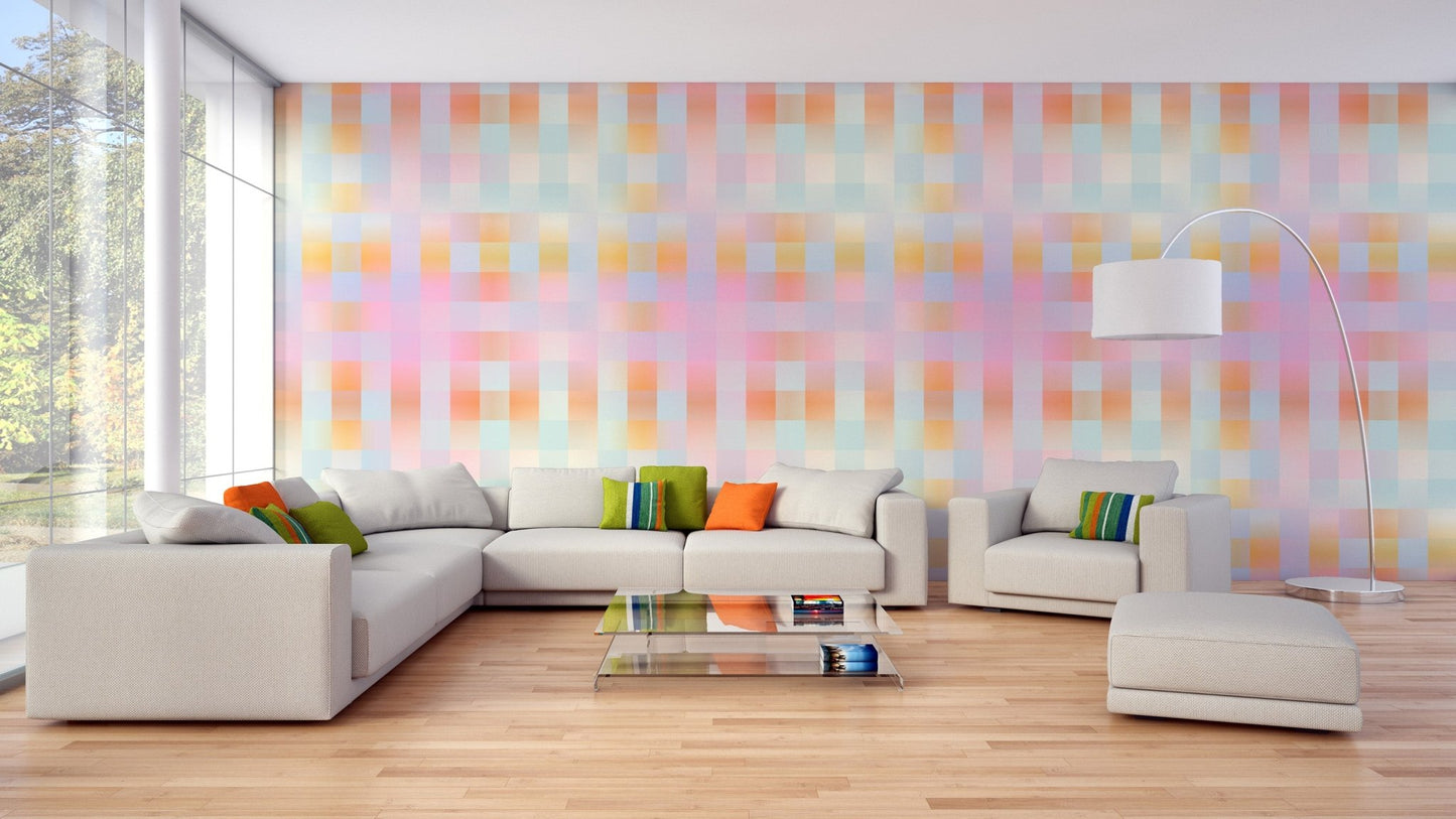 Subtle plaid wallpaper mural for elegant walls
