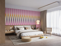 Blurred lilac stripes mural for calming spaces

