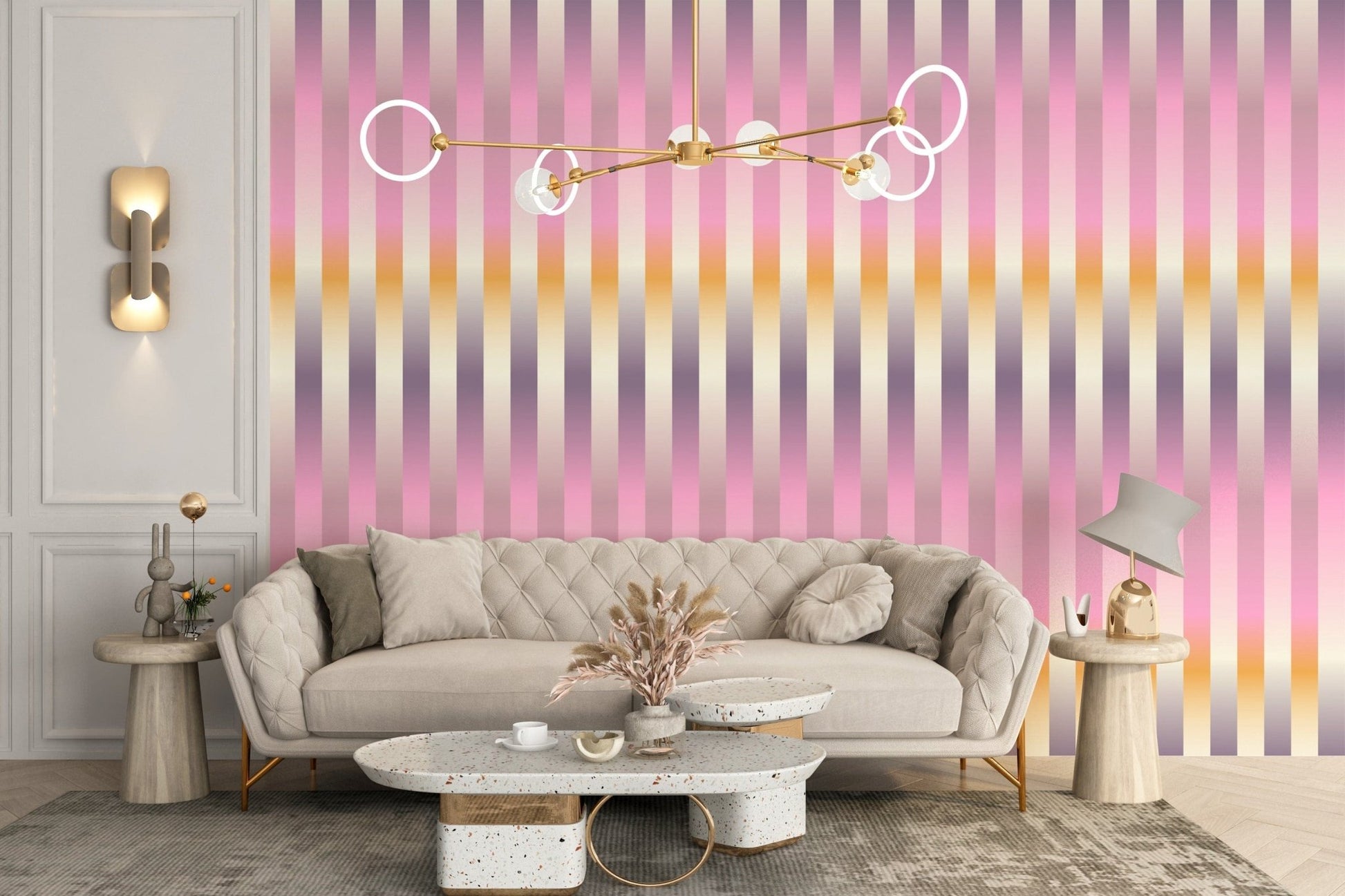 Blurred stripes lilac wall mural for interiors
