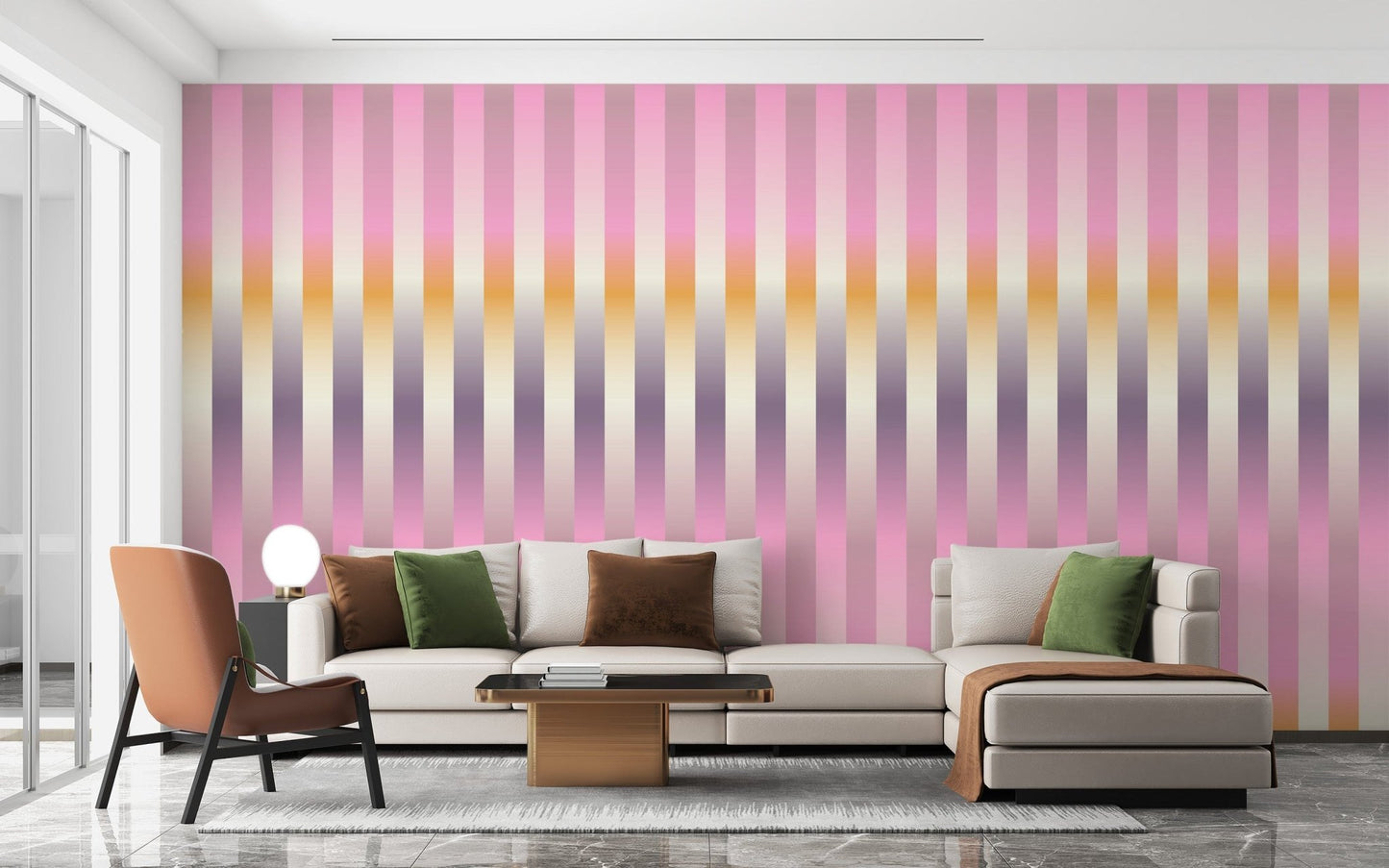 Soft lilac striped wall mural for modern spaces
