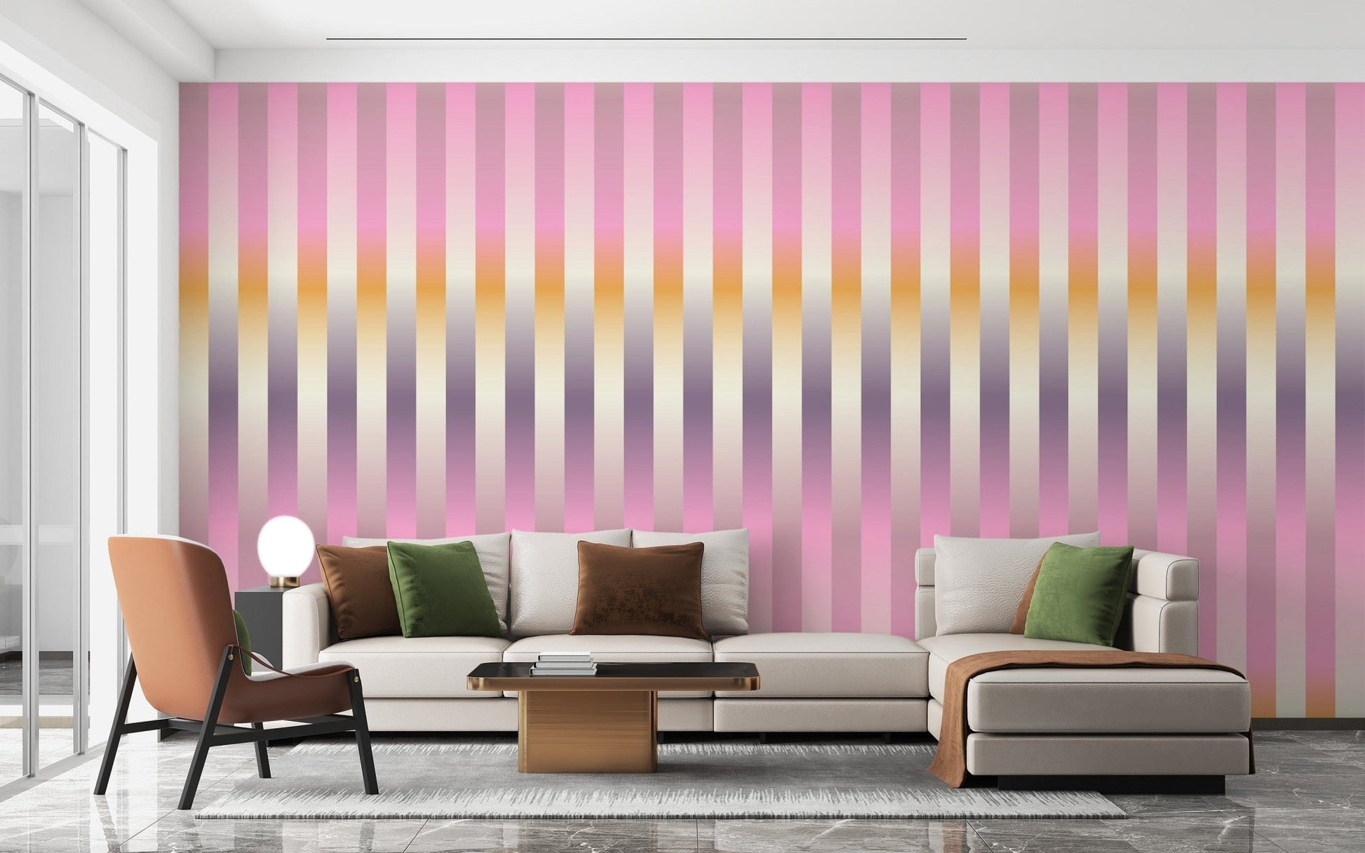 Soft lilac striped wall mural for modern spaces
