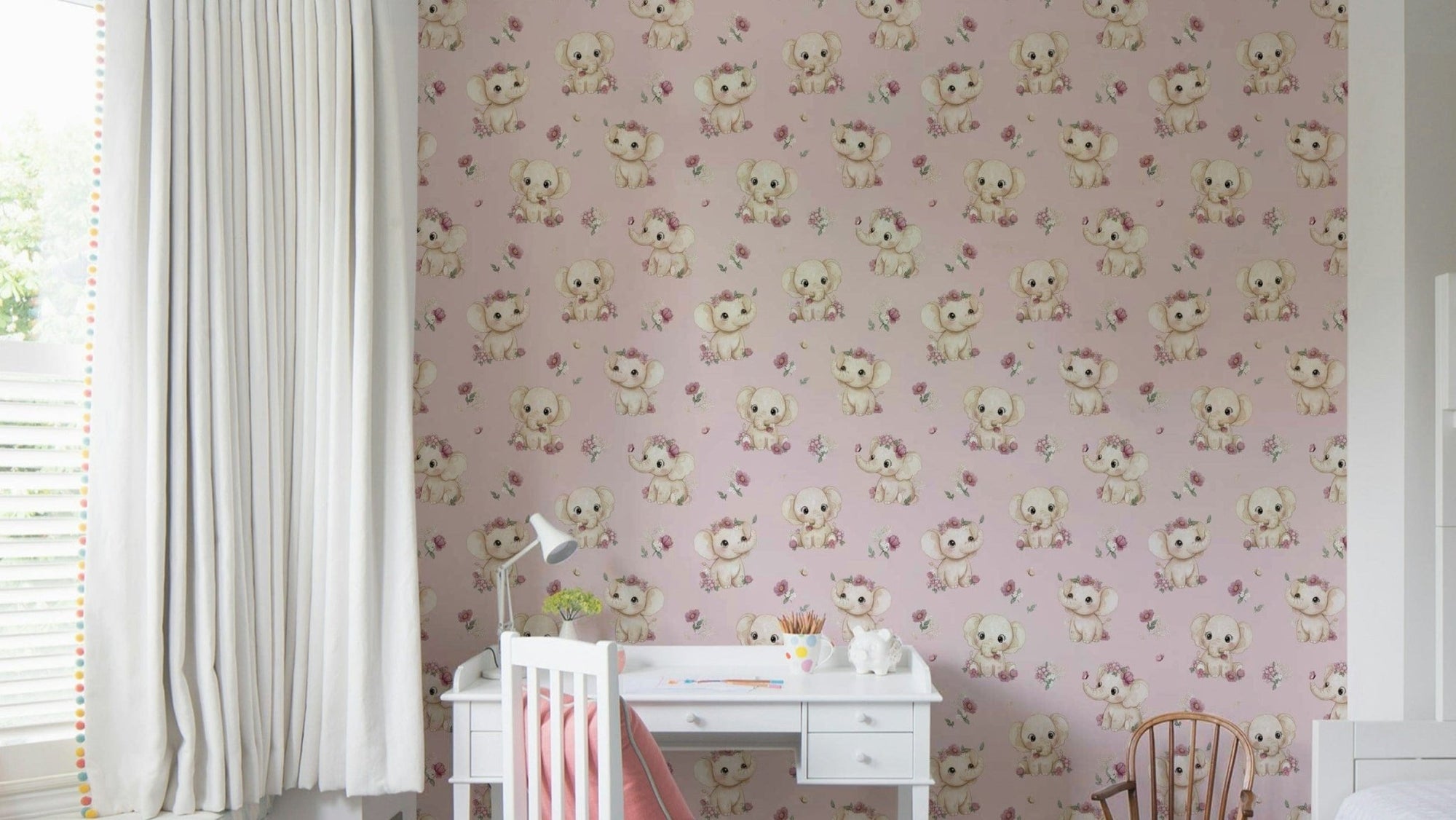 Nursery wallpaper with cute elephants GD248

