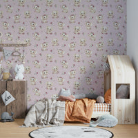 Hand-drawn elephants with pink blooms

