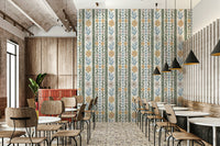 Botanical mural wallpaper in soft dual tones

