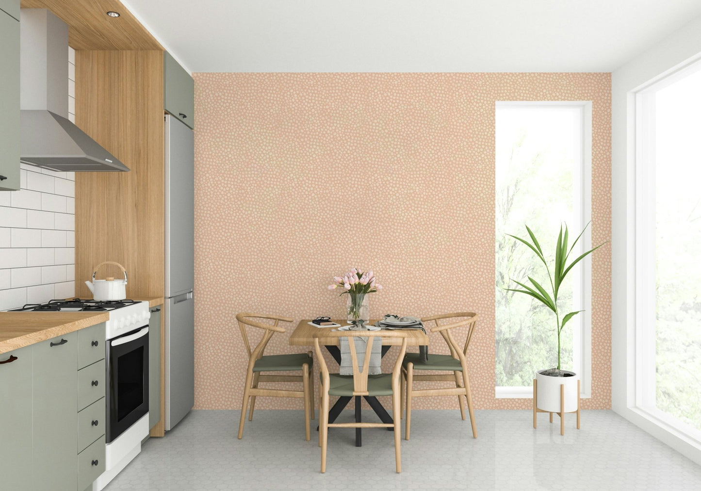Textured wallpaper with dots and jewels

