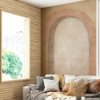 Soft archway wallpaper in blush tone

