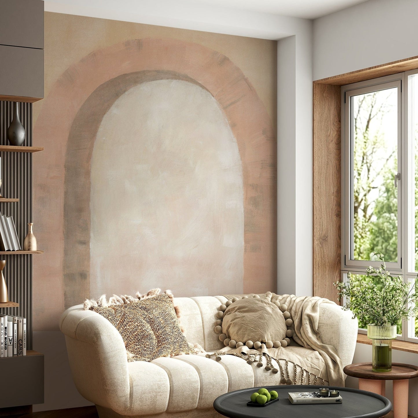 Painted arch in blush wall mural

