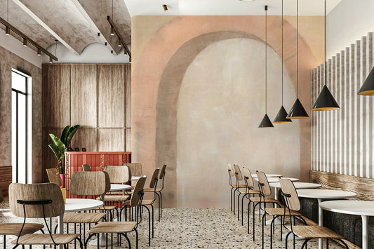 Blush pink arch wall mural design

