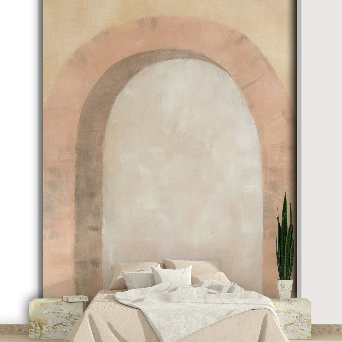 Warm arch shape blush wall design

