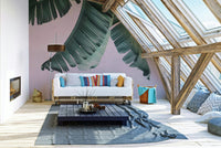 Colorful mural featuring blush tones and banana motifs

