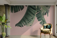 Pink and yellow wall art with botanical flair

