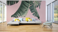 Blush & banana mural with tropical summer vibes

