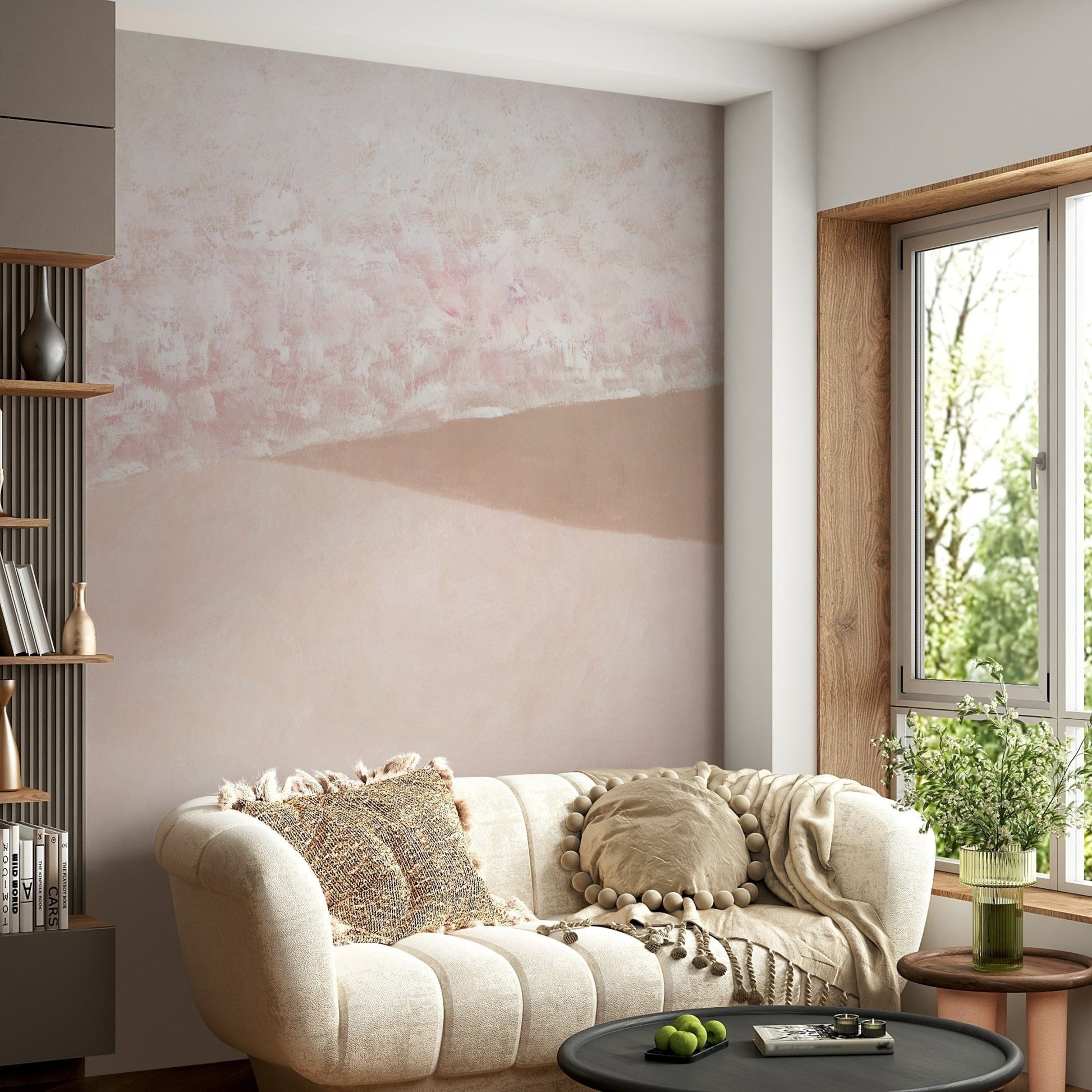 Blush beach horizon wall mural

