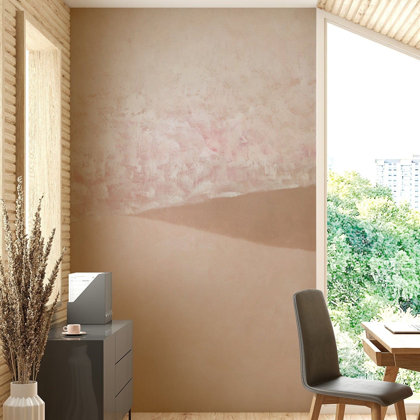 Abstract sandy blush wall design

