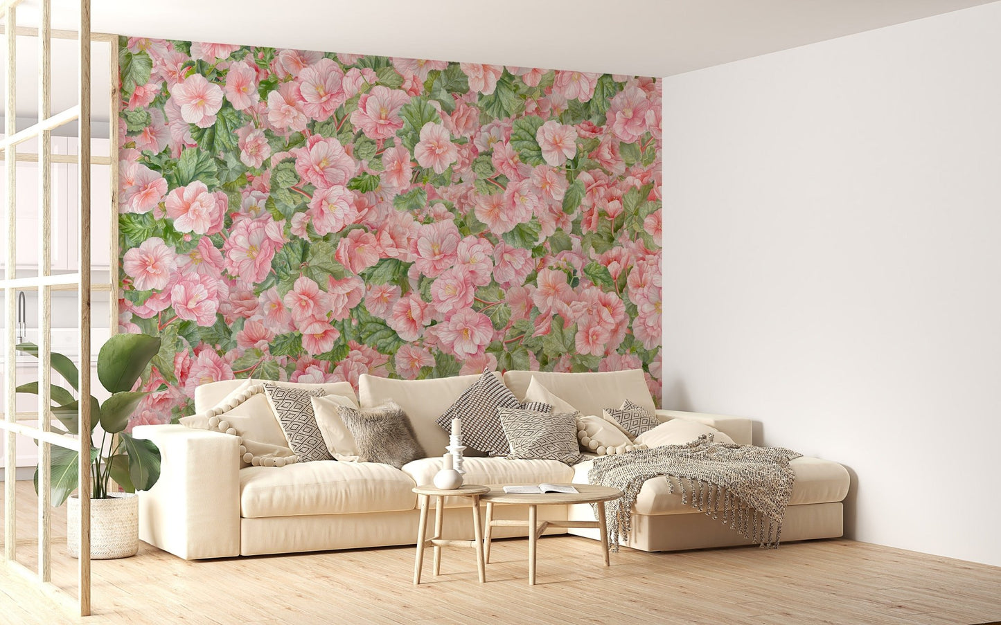 Pink Begonia Flower Wallpaper Murals - Giffywalls DTLI04