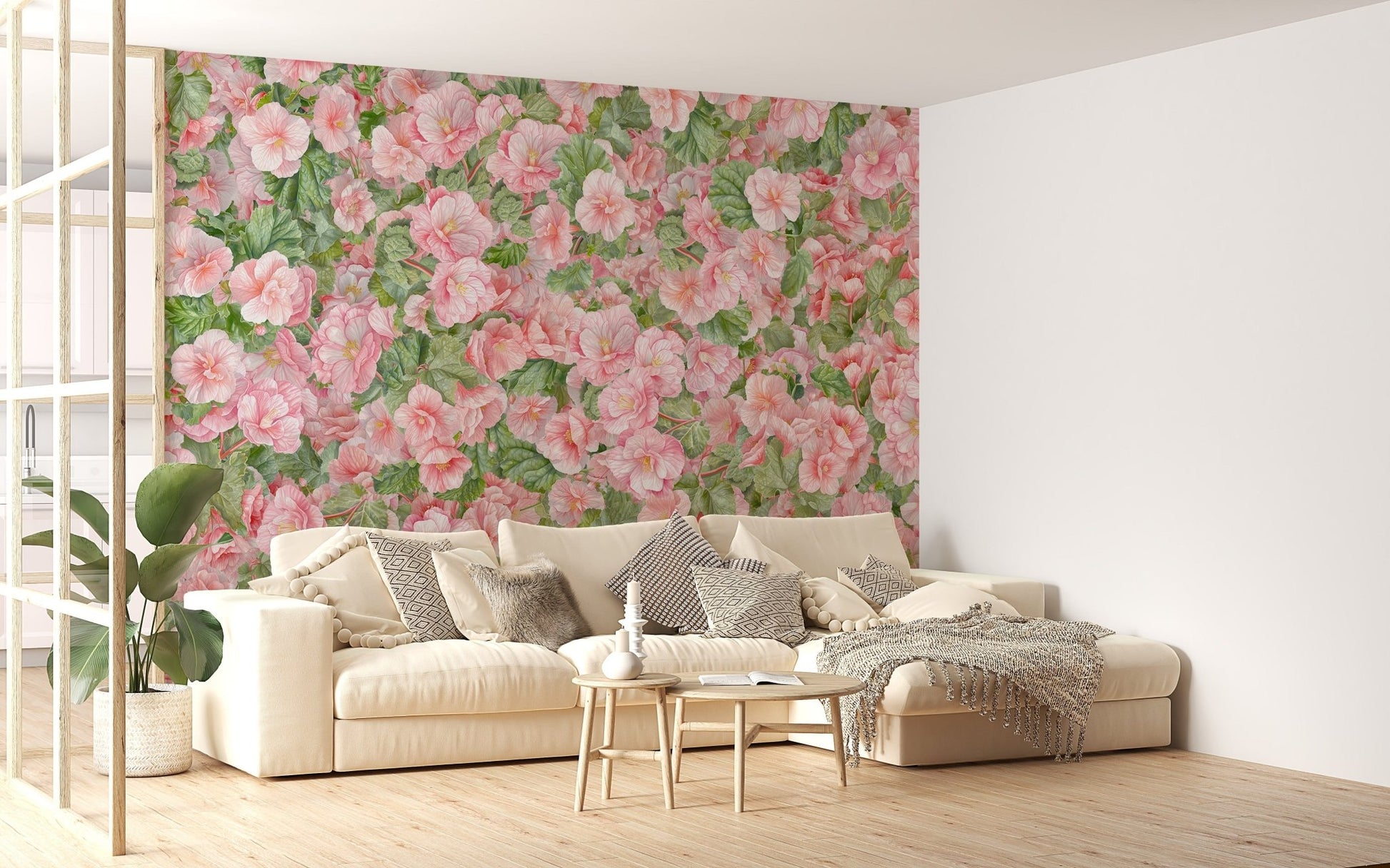 Pink Begonia Flower Wallpaper Murals - Giffywalls DTLI04