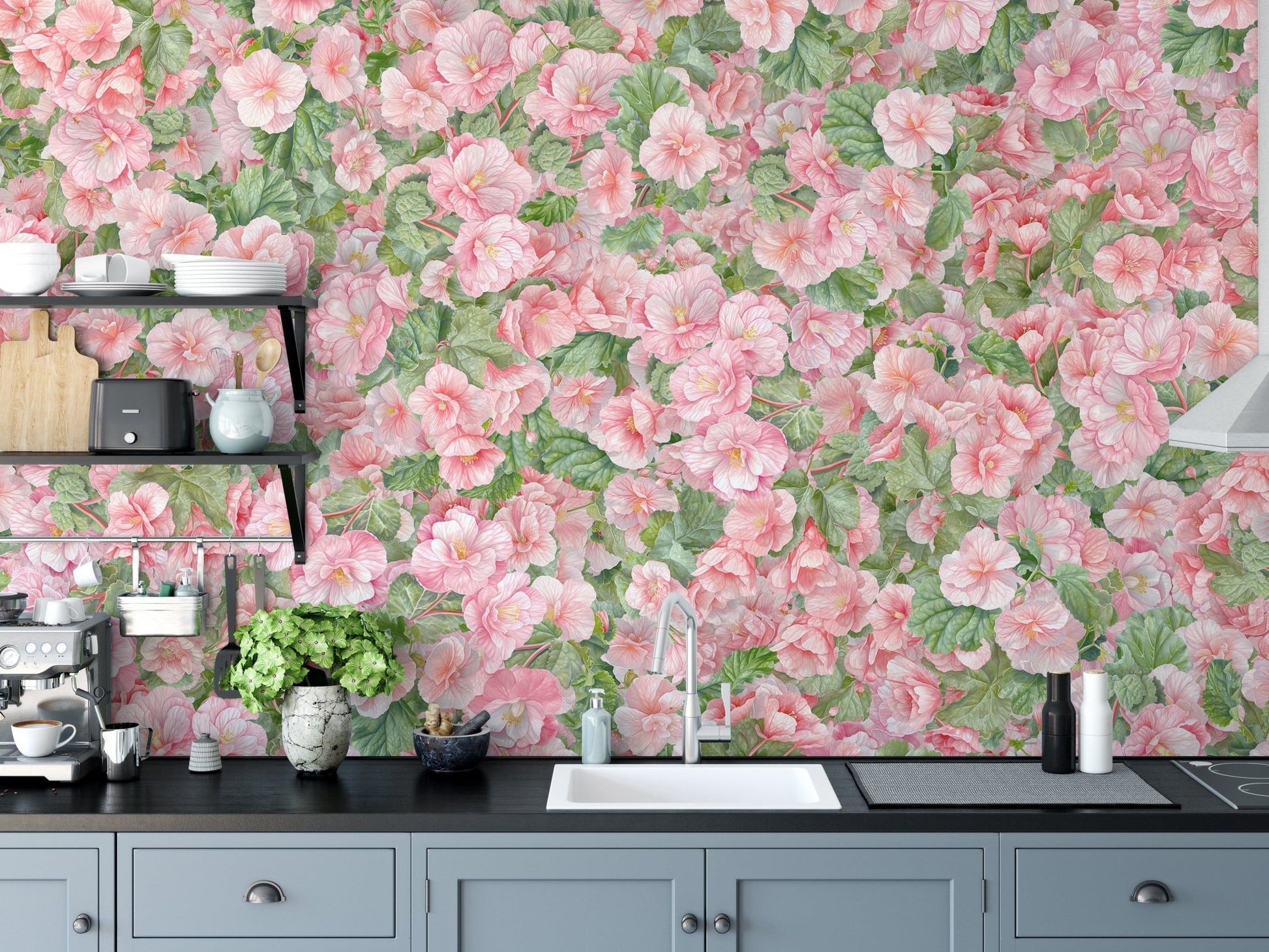 Pink Begonia Flower Wallpaper Murals - Giffywalls DTLI04