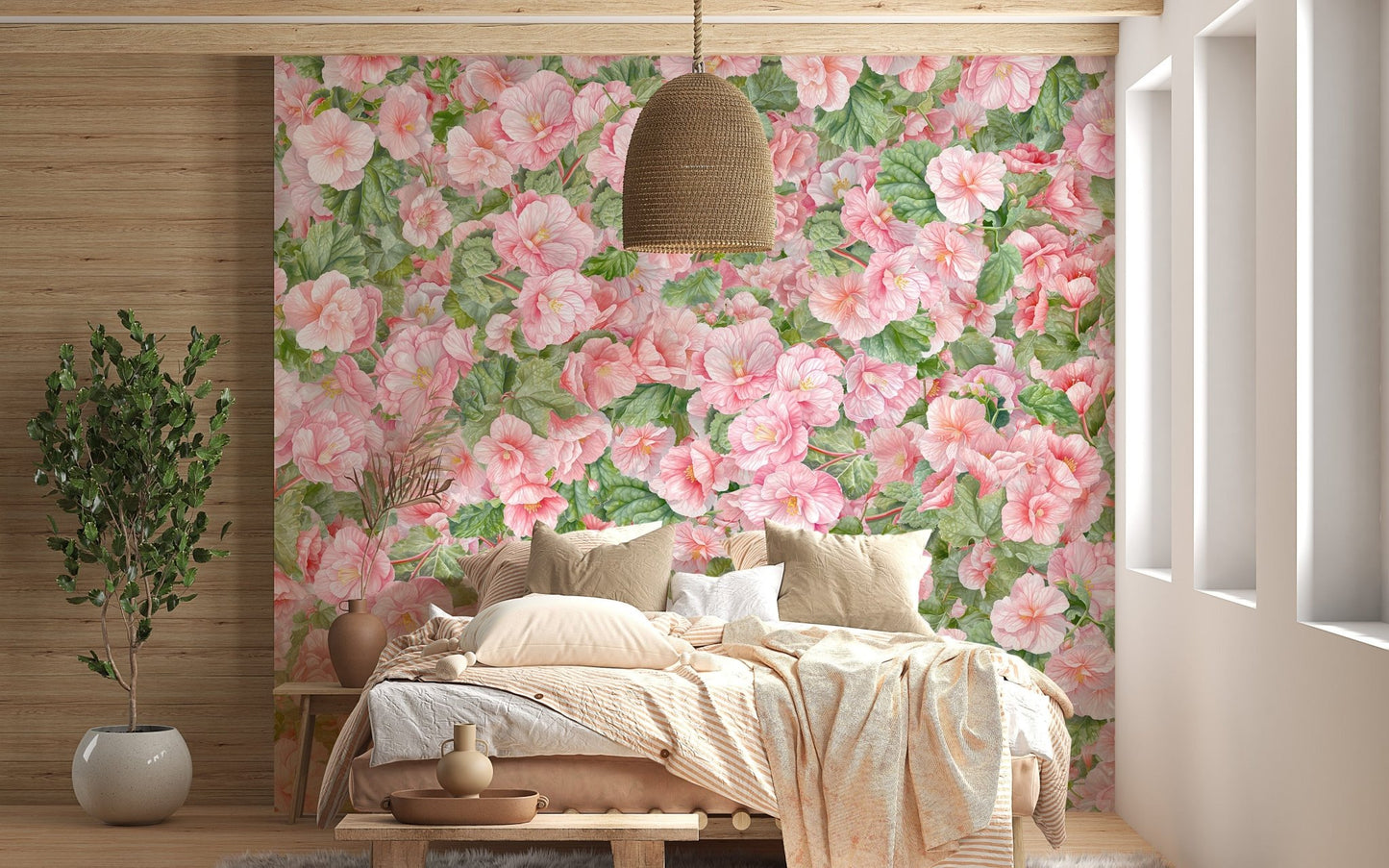 Pink begonia themed mural wallpaper
 DTLI04