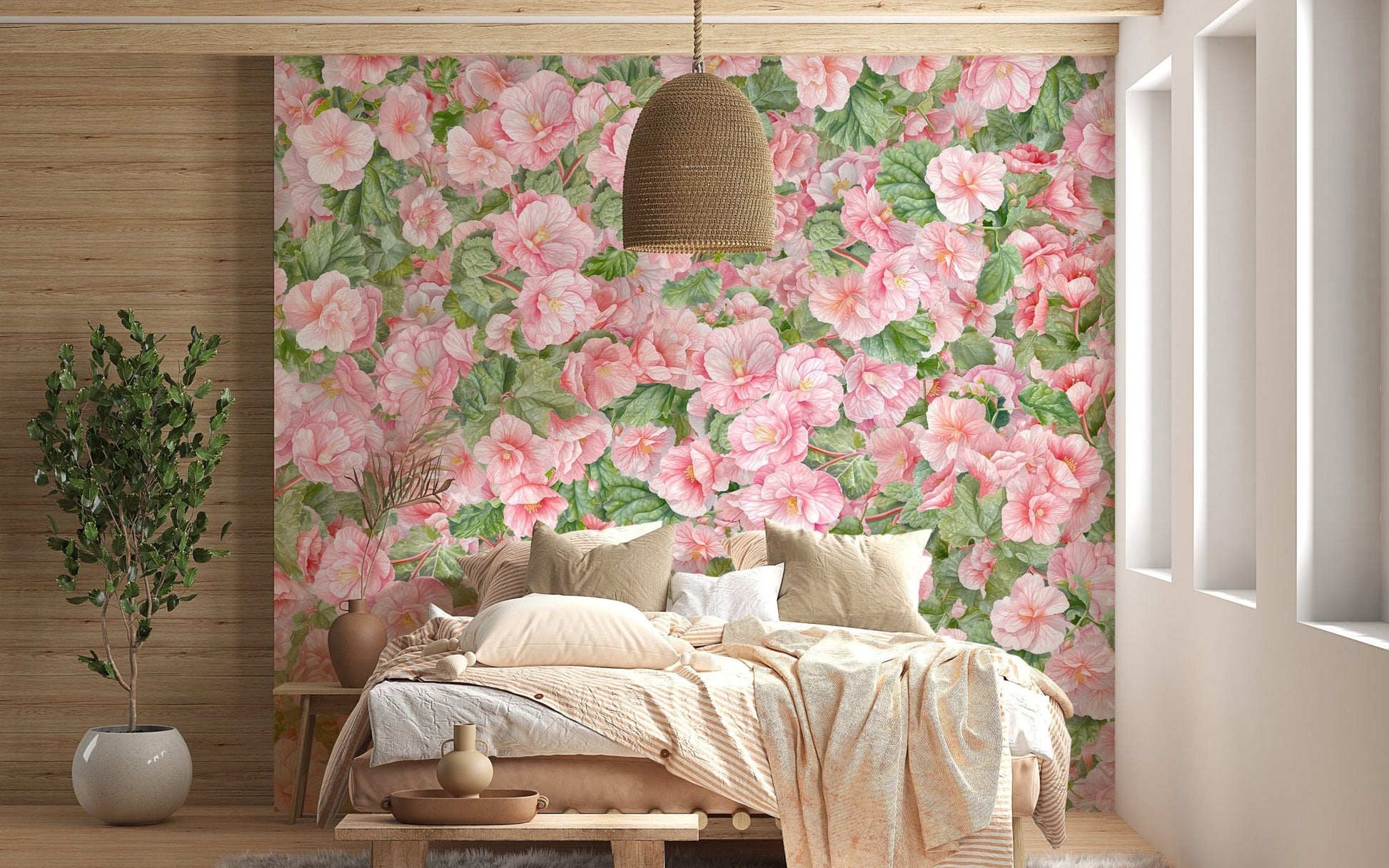 Pink begonia themed mural wallpaper
 DTLI04