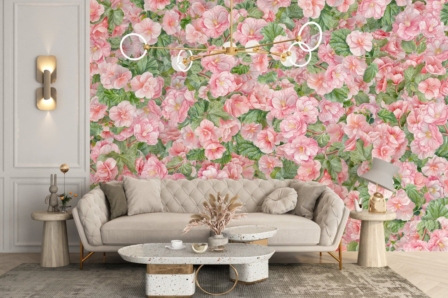 Pink Begonia Flower Wallpaper Murals - Giffywalls DTLI04