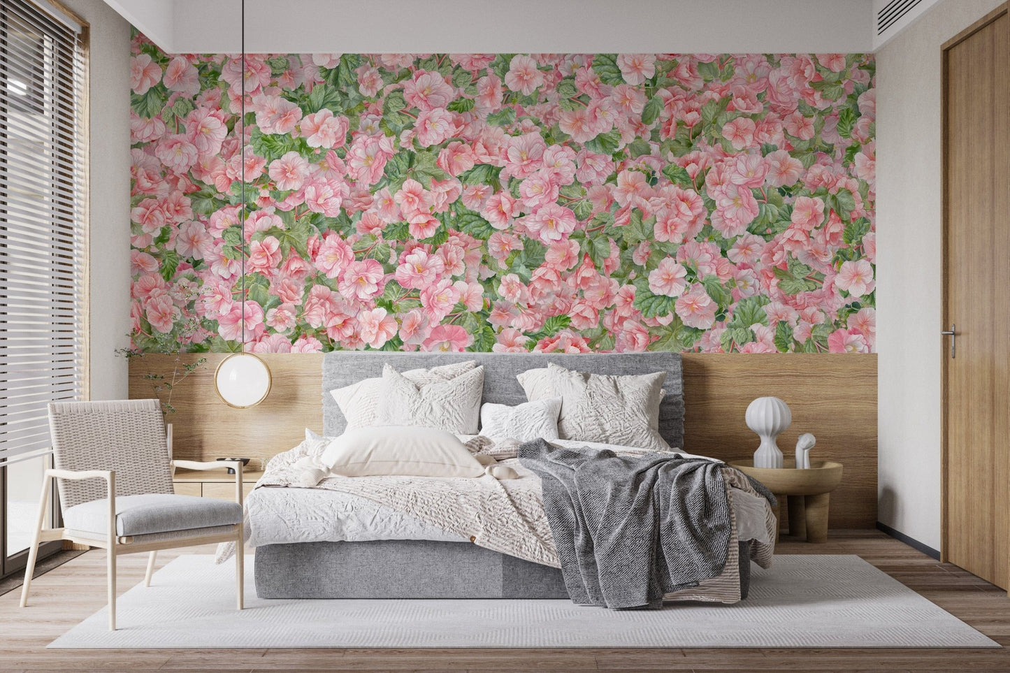Pink begonia garden wallpaper design DTLI04
