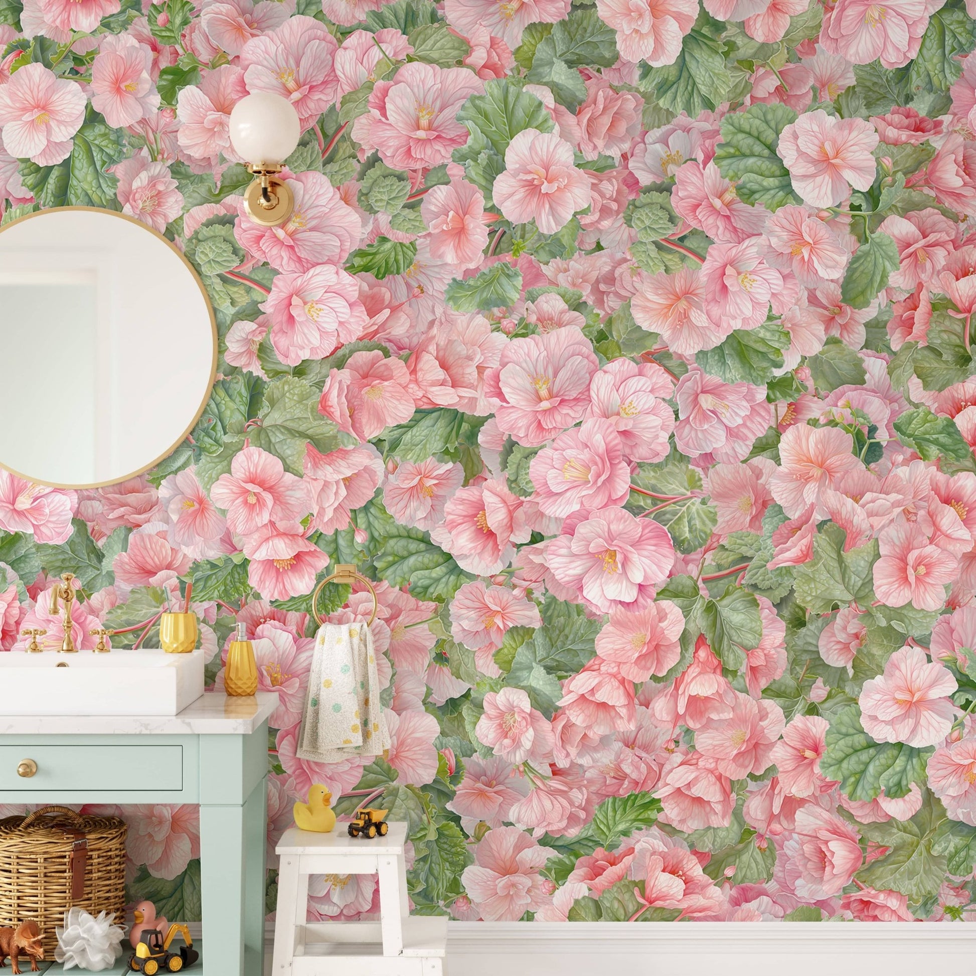 Pink Begonia Flower Wallpaper Murals - Giffywalls DTLI04