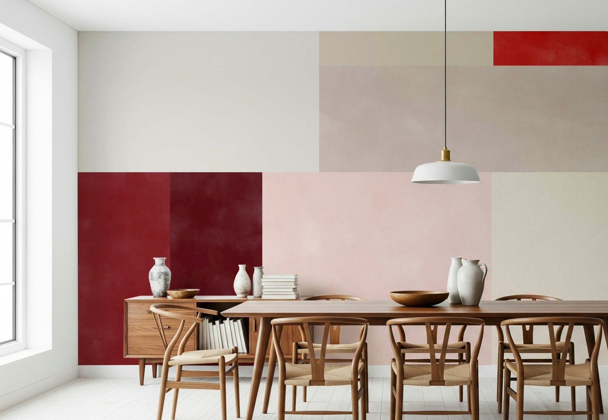 A beautiful blush pink geometric wallpaper mural for a modern home., GD5244