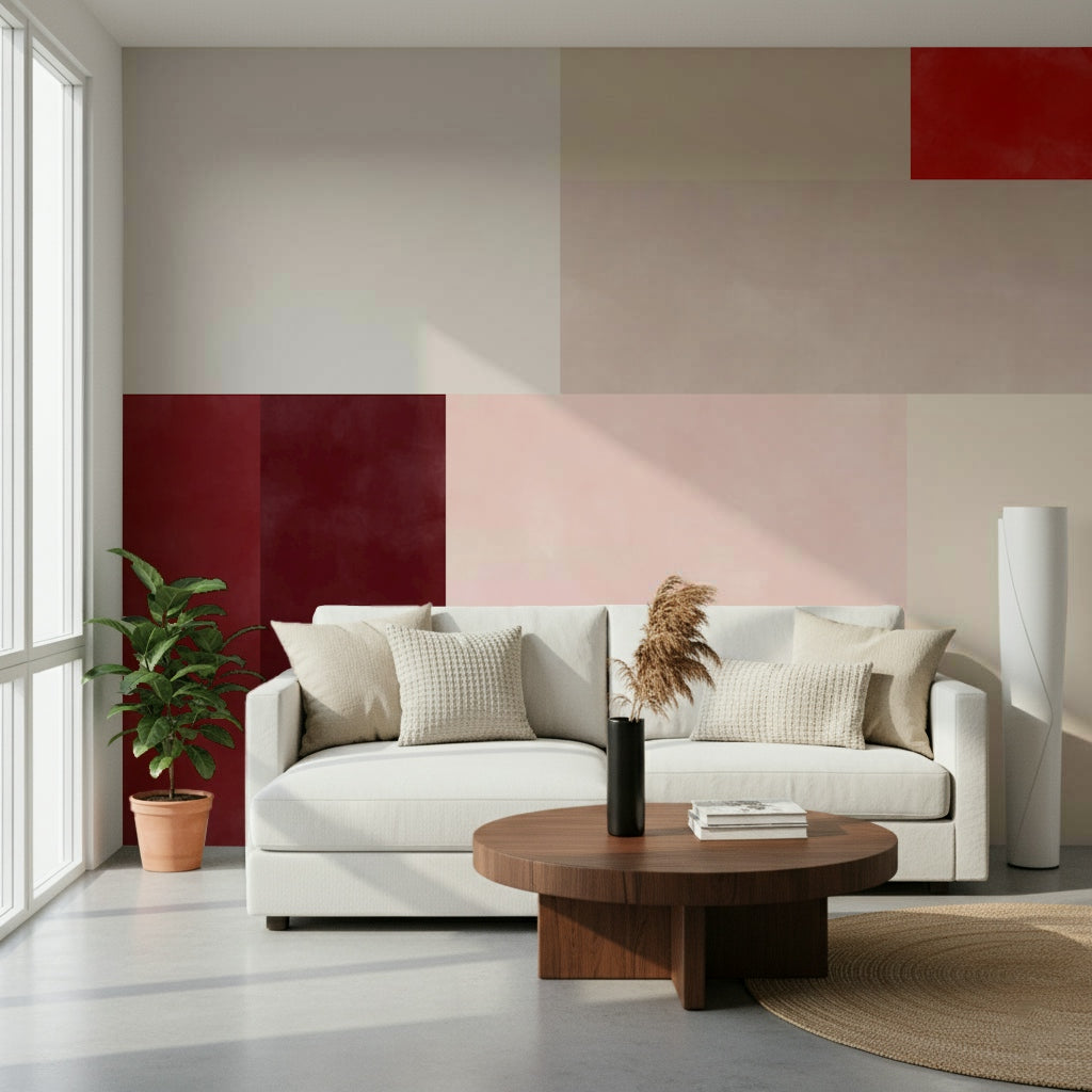 A serene abstract block wall mural for your decor.