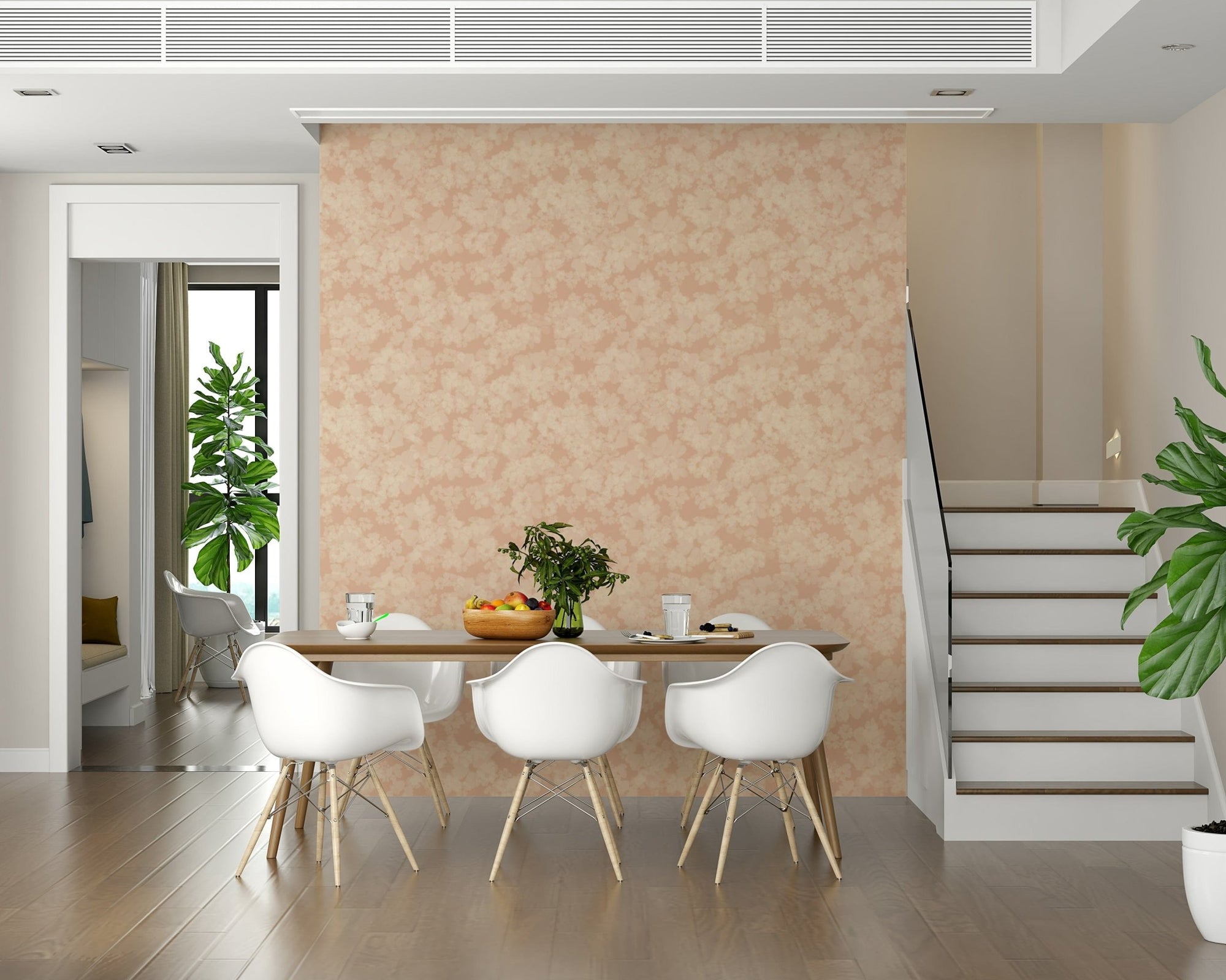 Blush Bloom Brushstrokes artistic floral wallpaper, subtle peach hues., GD6870