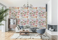 Hand-drawn nature motif Blush Bloom Echo interior wallpaper