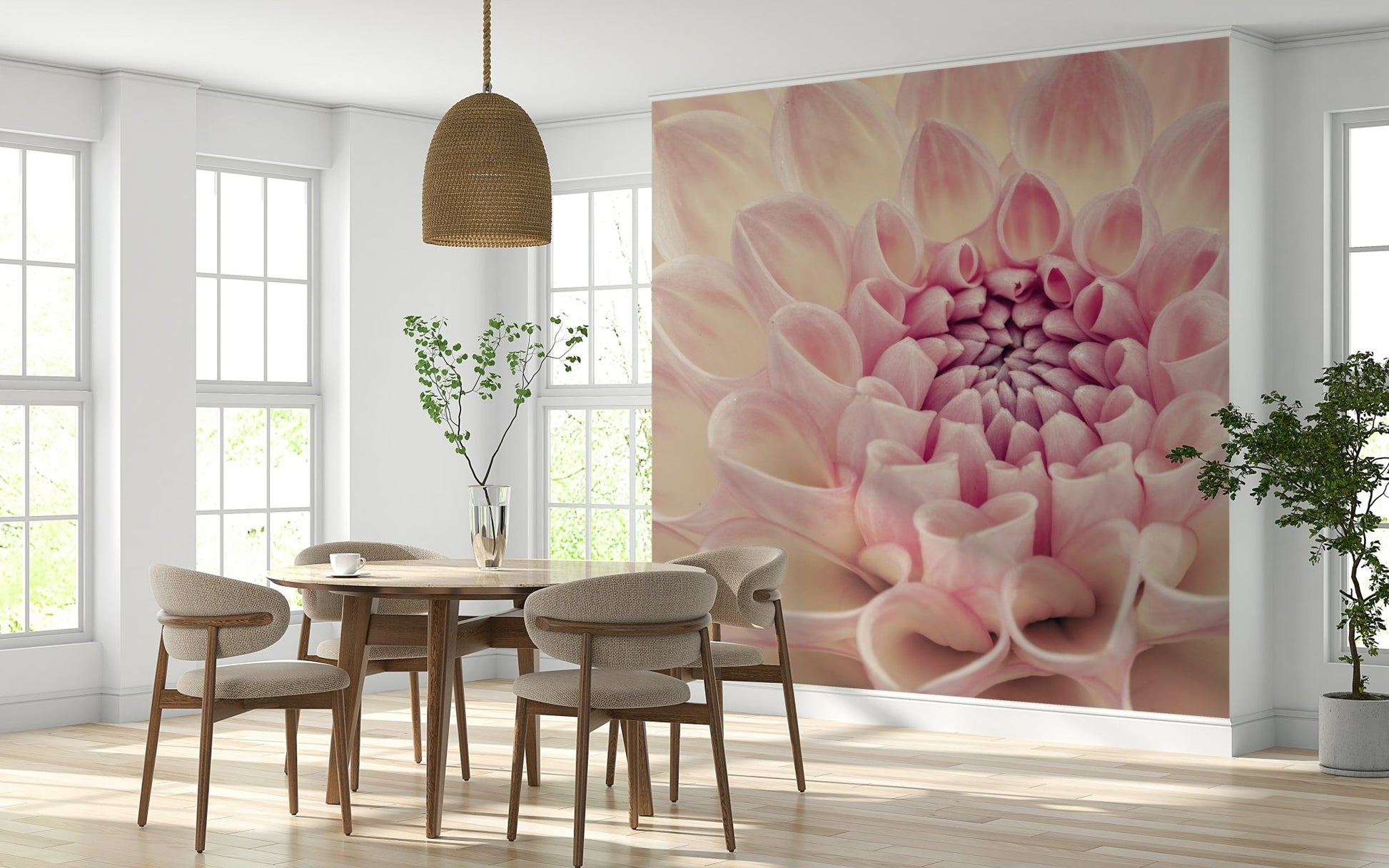 Romantic style wall mural for a cozy reading nook or guest room.
