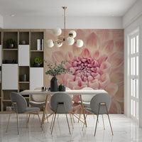Blush Bloom wallpaper with a neutral background in a quiet study.