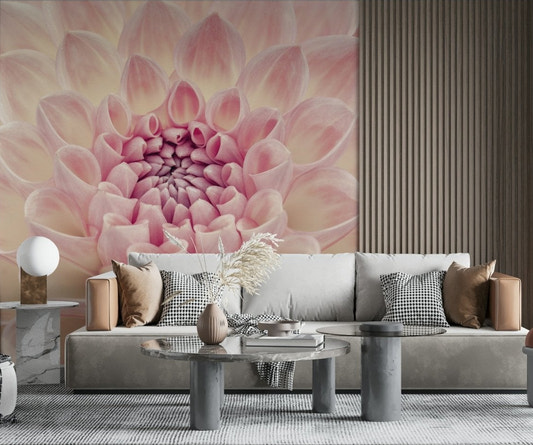 Soft floral pattern wallpaper for a bright and airy nursery space.