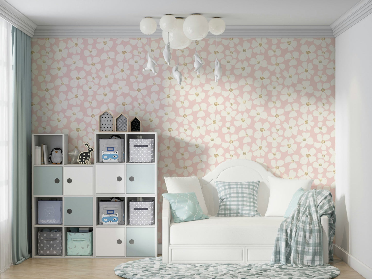 Blush bloom wallpaper with vintage floral style

