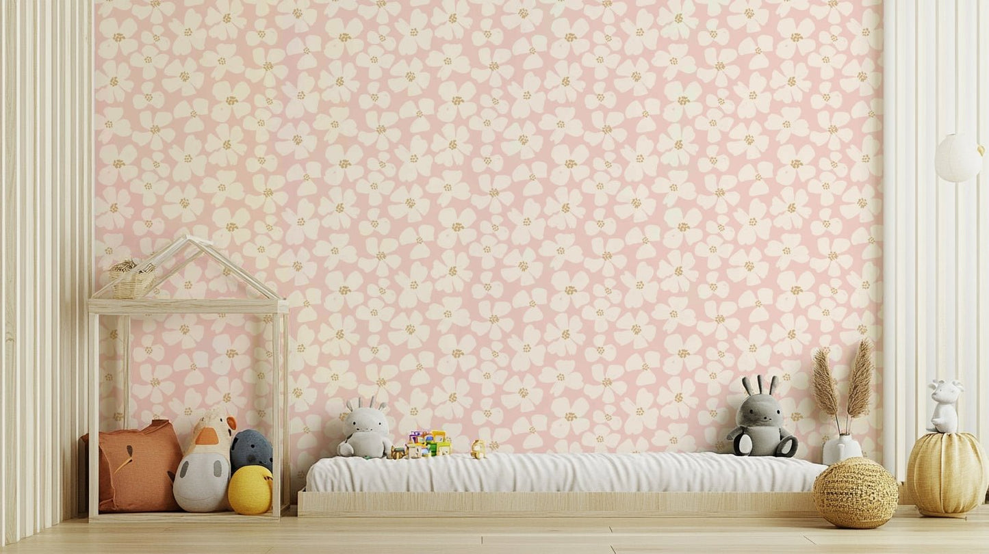 Close-up of blush bloom wallpaper texture

