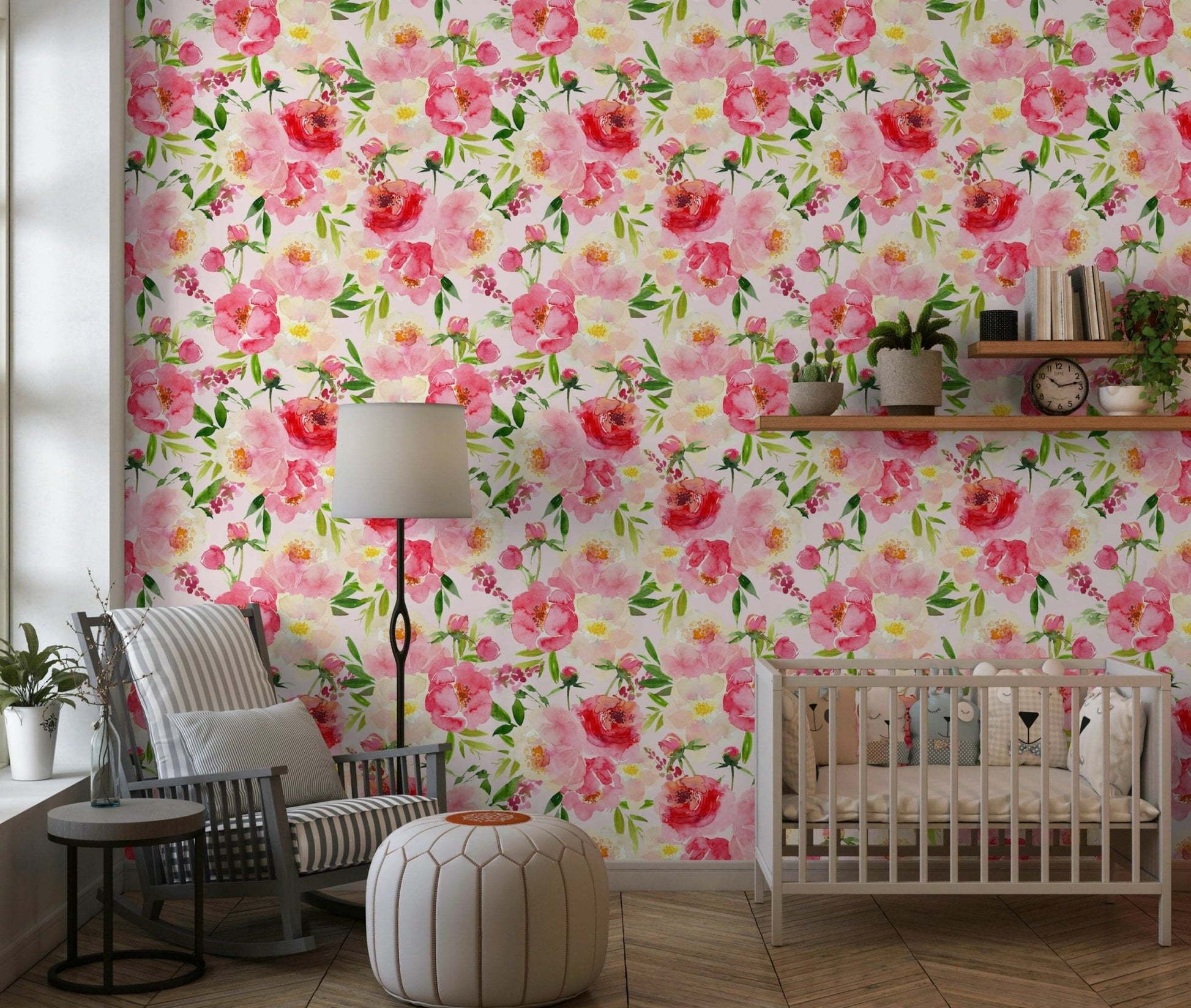 Elegant Blush Bloom Watercolor wallpaper for walls charming feminine design.