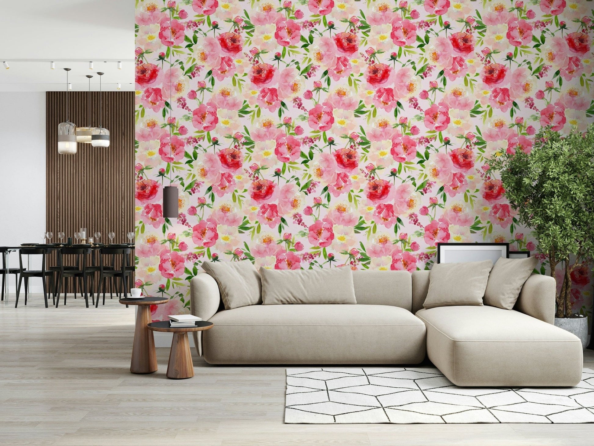 Pretty peony Blush Bloom Watercolor wallpaper soft blush vibrant flower print.